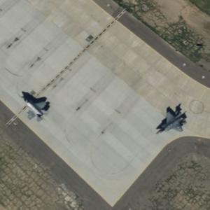 F-22s taxiing (Bing Maps)